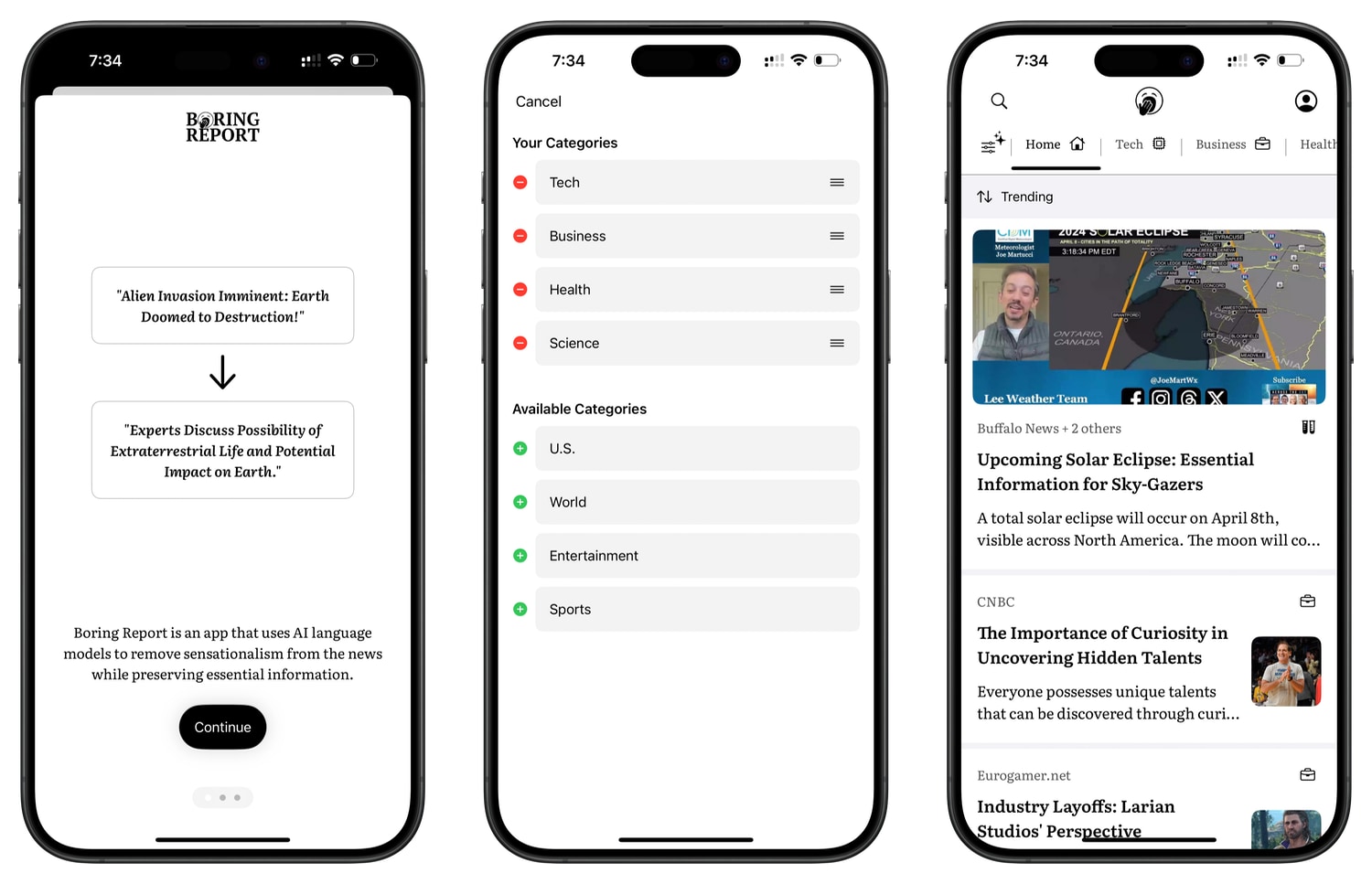 La aplicación Boring Report