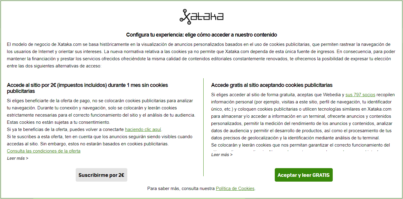 Paywall de Xataka