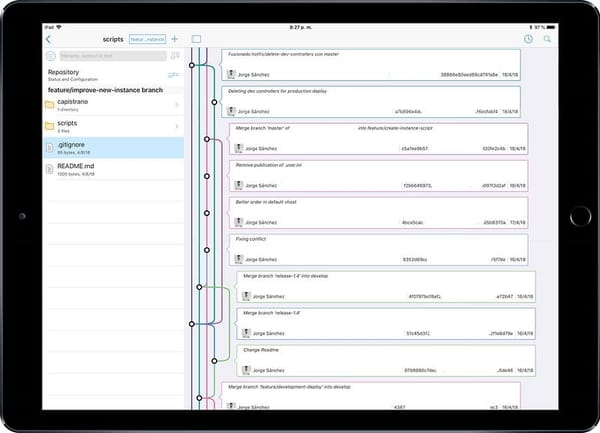 Git en el iPad con Working Copy y conectado a Coda
